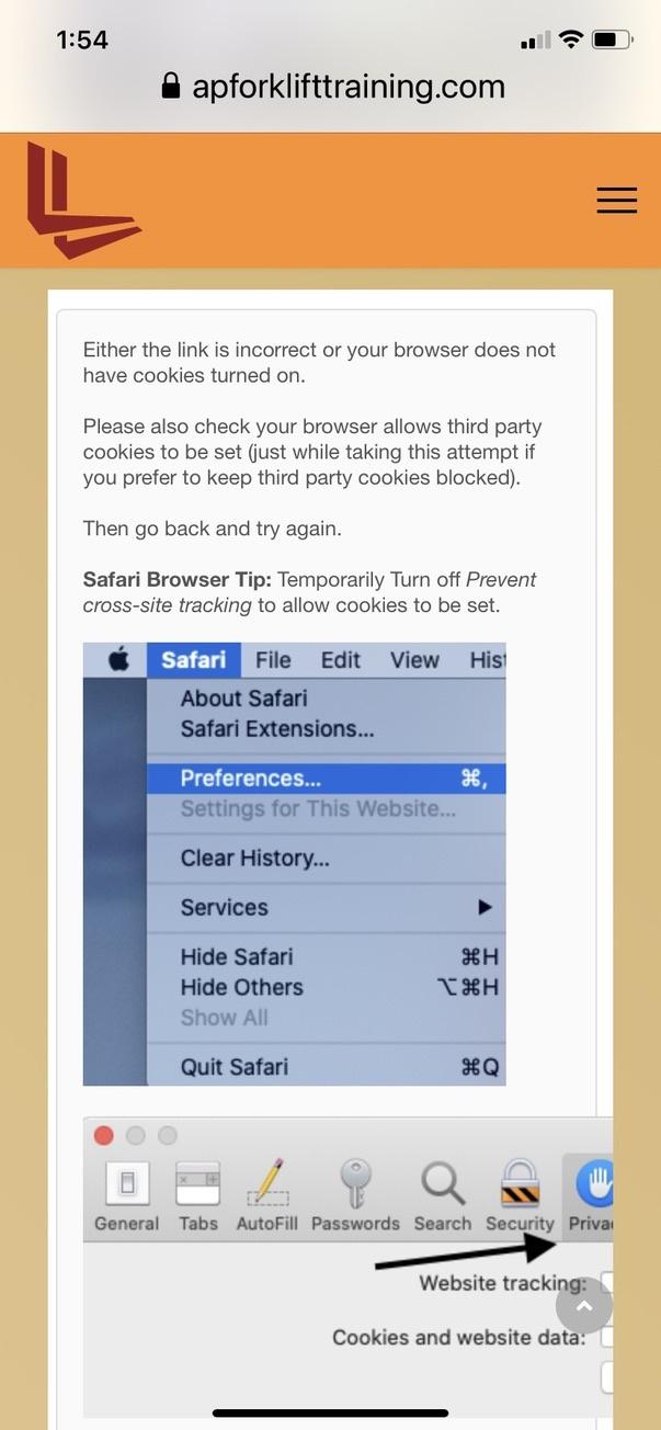 Iphone error cookies