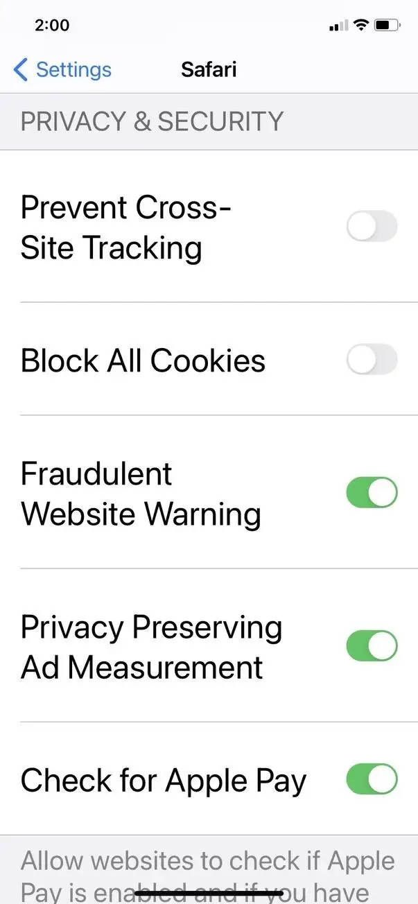 Iphone settings 2